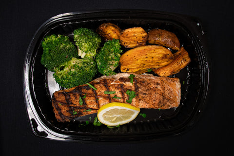 Grilled Salmon with Broccoli & Sweet Potatoes